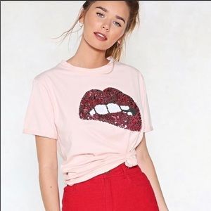 Nasty Gal Sequin Lip Top